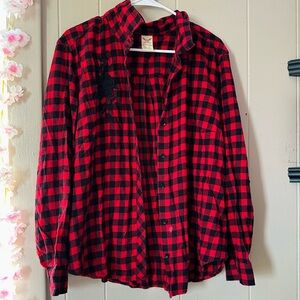 Faded Glory Red and Black Checkered Shirt